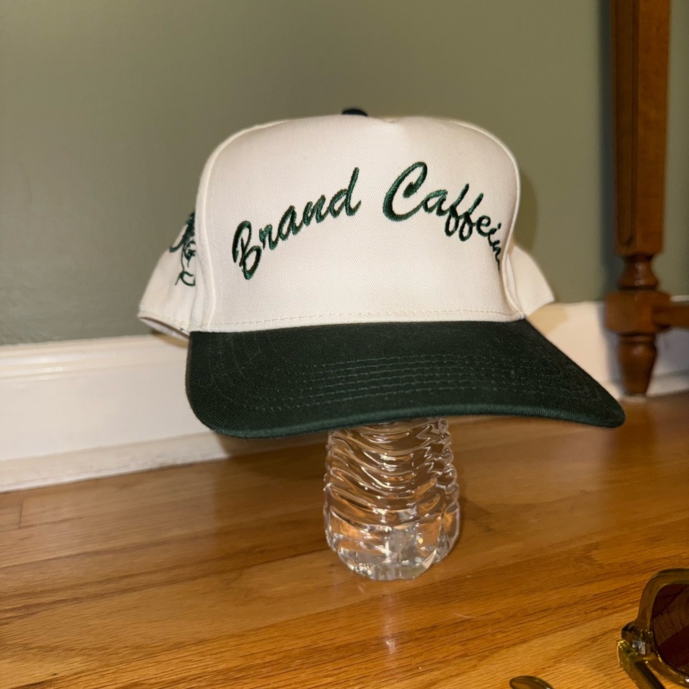 White and Dark Green Trucker Hat